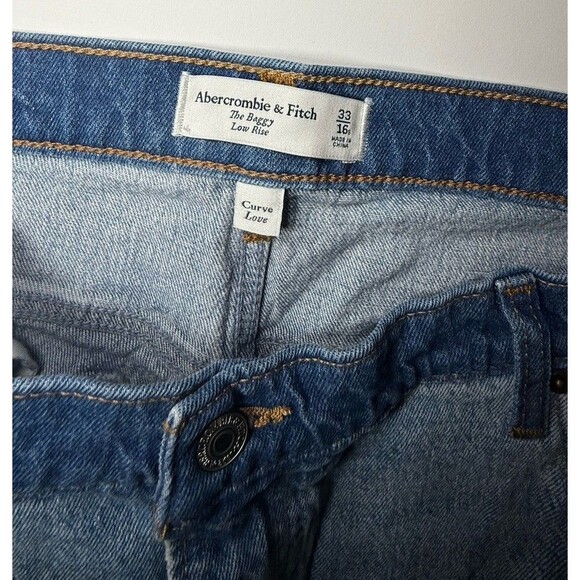 ABERCROMBIE & FITCH The Baggy Low Rise Jeans Women 33 16s Curve Love Light Blue - Picture 5 of 7